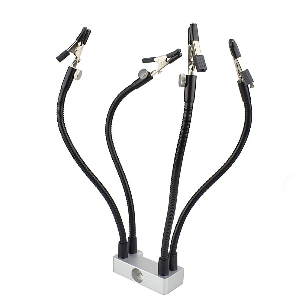 NEWACALOX Helping Hand Alat Pegangan Solder + Kaca Pembesar + Lampu LED