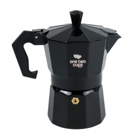 One Two Cups Espresso Coffee Maker Moka Pot Teko Stovetop Filter 150ml 3 Cups - MX001 - Black