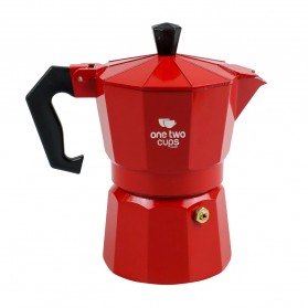 One Two Cups Espresso Coffee Maker Moka Pot Teko Stovetop Filter 150ml 3 Cups - MX001 - Red