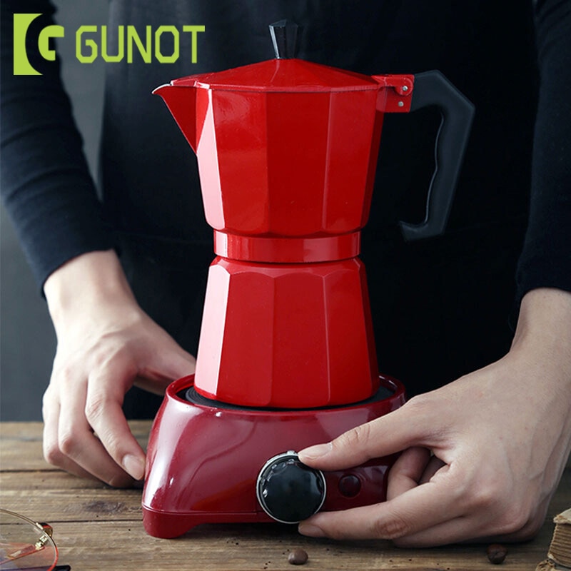 GUNOT Espresso Coffee Maker Moka Pot Teko Stovetop Filter 