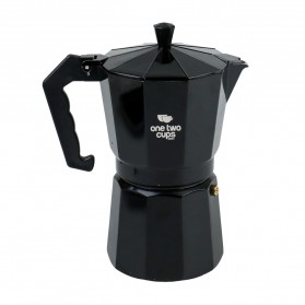One Two Cups Espresso Coffee Maker Moka Pot Teko Stovetop Filter 450ml 9 Cups - MX001 - Black