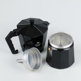 One Two Cups Espresso Coffee Maker Moka Pot Teko Stovetop Filter 450ml 9 Cups - MX001 - Black - 2