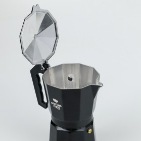 One Two Cups Espresso Coffee Maker Moka Pot Teko Stovetop Filter 450ml 9 Cups - MX001 - Black - 3