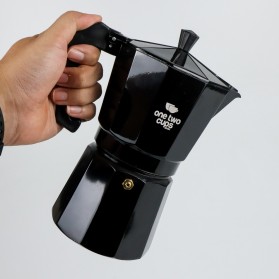 One Two Cups Espresso Coffee Maker Moka Pot Teko Stovetop Filter 450ml 9 Cups - MX001 - Black - 6