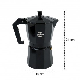 One Two Cups Espresso Coffee Maker Moka Pot Teko Stovetop Filter 450ml 9 Cups - MX001 - Black - 7