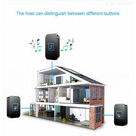 CACAZI Bel Pintu Wireless Doorbell LED 60 Tunes 1 PCS Receiver - A86 - Black - 5