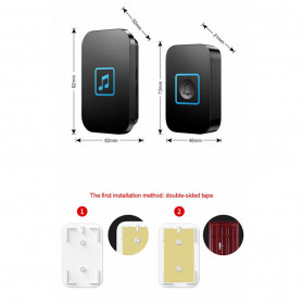 CACAZI Bel Pintu Wireless Doorbell LED 60 Tunes 1 PCS Receiver - A86 - Black - 10