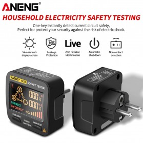 ANENG Stopkontak Voltage Tester Detector Grounding Wire Leak Polarity Phase Check Detection - AC11 - Black