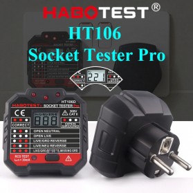 HABOTEST Stop Kontak Voltage Tester Socket Detector Eu Plug - HT106D - Black - 1