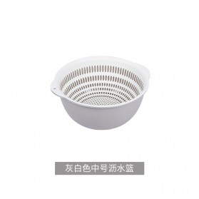 Asy Baskom Saringan 2 layer Double Drain Basket Bowl Kitchen Strainer - AY301 - Gray/White