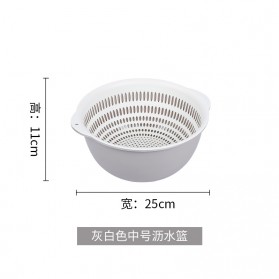 Asy Baskom Saringan 2 layer Double Drain Basket Bowl Kitchen Strainer - AY301 - Gray/White - 6