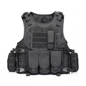 JPC Rompi Pelindung Airsoft Gun CS Tactical Vest Combat With Velcro Pocket - G030109 - Black