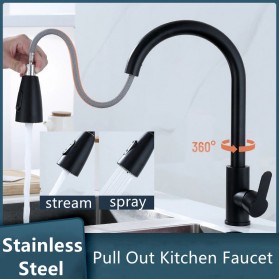 CpSteel Keran Air Bathroom Basin Sink Kitchen With Pull Out Rinser Sprayer Faucet - CP12 - Black