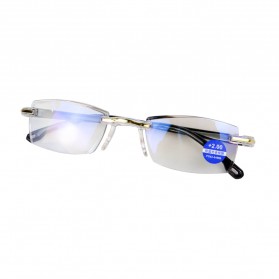 AHORA Kacamata Baca Rabun Dekat Frameless Anti Blue Light Reading Glasses +2.0 - 641 - Black Gold