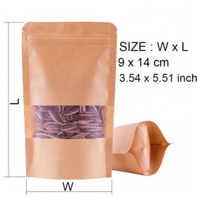 Luckima Kantong Kertas Kraft Paper Bags Resealable Zip Lock 9 x 14 cm 50PCS - HK-501 - Brown