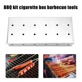 Hokerbat Tempat Arang BBQ Smoker Box Wood Chips Grill Meat Infused Smoke - HK037 - Silver - 2
