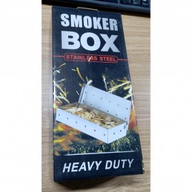 Hokerbat Tempat Arang BBQ Smoker Box Wood Chips Grill Meat Infused Smoke - HK037 - Silver - 7