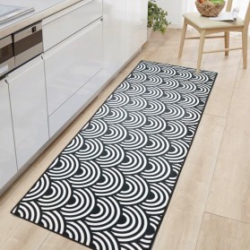 Furnitur Rumah Lainnya - DOBOXUAN Keset Dapur Anti-slip Living Room Kitchen Balcony Rug Waves 50x160cm 1PCS - JX-D320 - Black