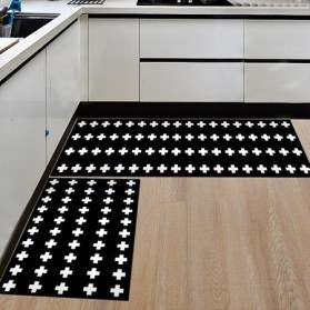 DOBOXUAN Keset Dapur Anti-slip Living Room Kitchen Balcony Rug Simple Grid 40x120cm 1 PCS - JX-D320 - Black