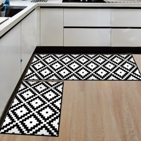 DOBOXUAN Keset Dapur Anti-slip Living Room Kitchen Balcony Rug Small Grid 50x160cm 1PCS - JX-D320 - Black