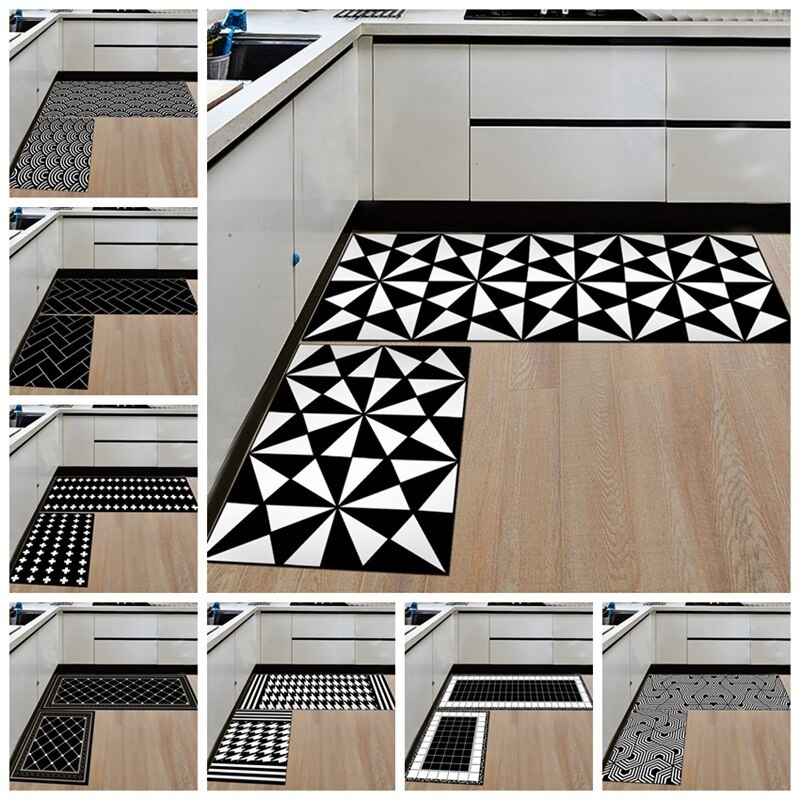 Gambar produk DOBOXUAN Keset Dapur Anti-slip Living Room Kitchen Balcony Rug Houndstooth 50x160cm 1PCS - JX-D320