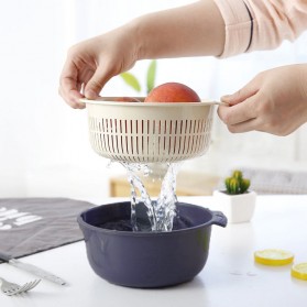 Asy Baskom Saringan Cuci Buah Sayuran Drain Bucket Double Layer Size Extra Large - DP151 - Gray/Blue