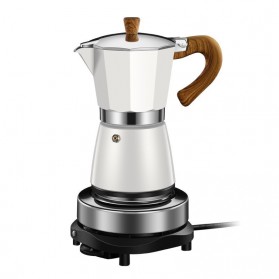 Alloet Espresso Coffee Maker Moka Pot Teko Stovetop Filter 500W 150ml - WY-03E - Beige