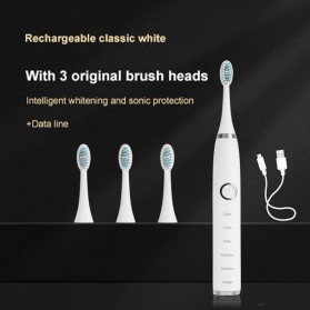 VGR Sikat Gigi Elektrik Toothbrush Rechargeable - L1 - White - 1