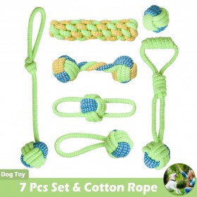 MicroPlush Mainan Anjing Pet Dog Toy Cotton Ball Rope 7 PCS - ZH100 - Green