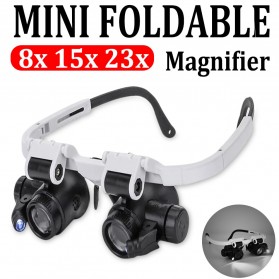 HKFZ Kacamata Pembesar 23x Magnifier dengan 2 LED - 9892H - Black