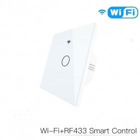 Tuya Saklar Lampu Wireless WIFI RF 433 Mhz Smart Home Model 1 Button - WHK05 - White