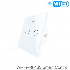 Tuya Saklar Lampu Wireless WIFI RF 433Mhz Smart Home Model 2 Button - WHK05 - White