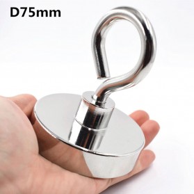 Neodimio Magnet Gantungan Round Hook Strong Neodymium 75mm - D75 - Silver