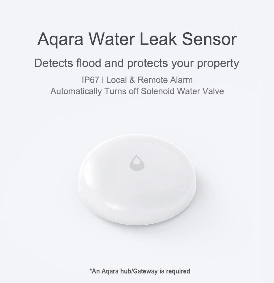 White Xiaomi Aqara SJCGQ11LM Smart Home Water Sensor APP Monitoring Remote Alarm 