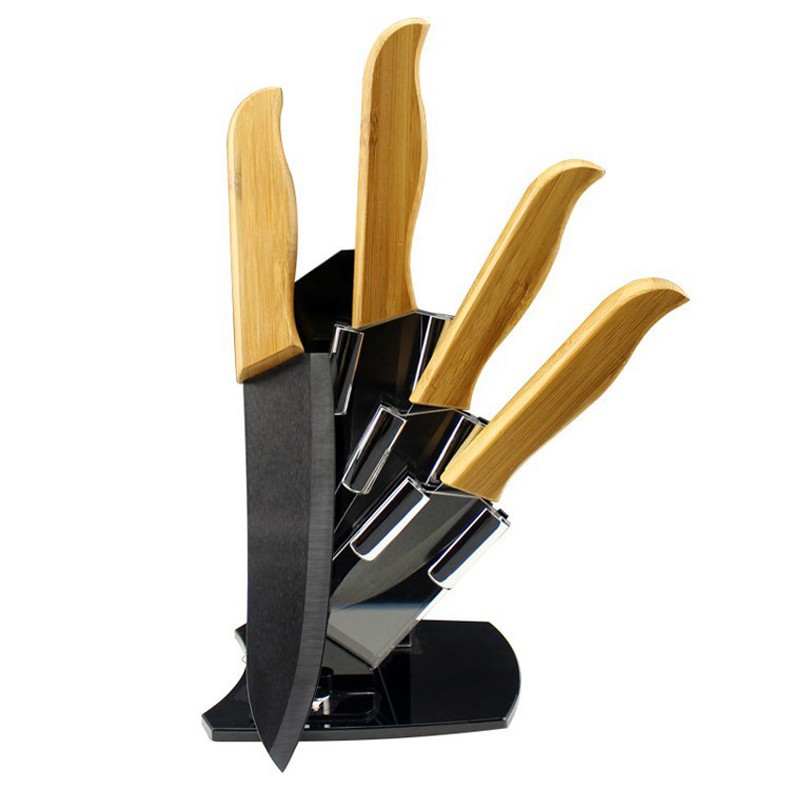 Set Pisau Dapur Kitchen Knife Handle Bambu 4 in 1 with ...
