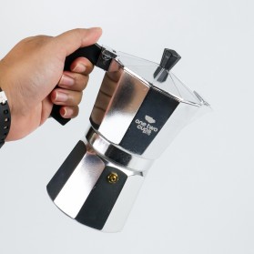 One Two Cups Espresso Coffee Maker Moka Pot Teko Stovetop Filter 300ml 6 Cups - JF112 - Silver - 6