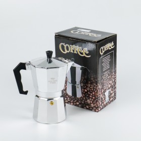 One Two Cups Espresso Coffee Maker Moka Pot Teko Stovetop Filter 300ml 6 Cups - JF112 - Silver - 8