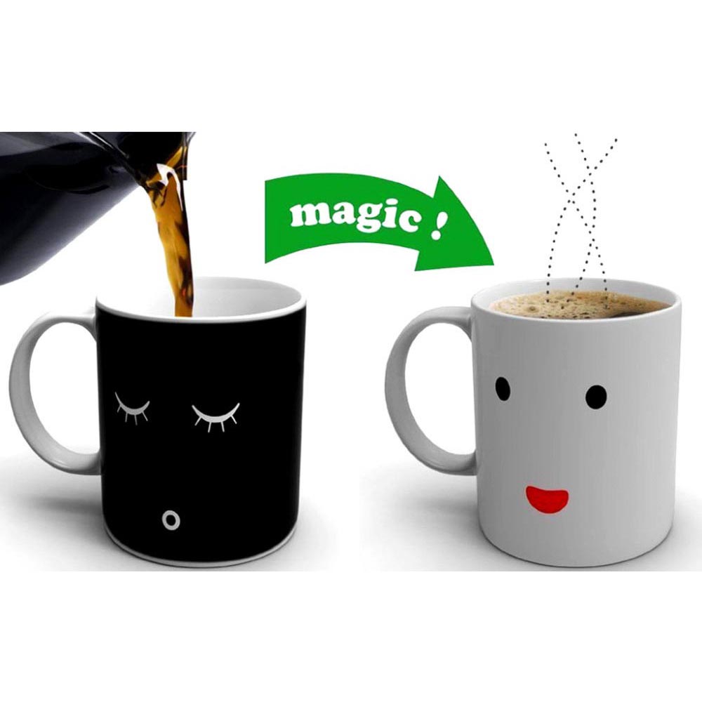 Magic Mug Cangkir Sensitif Suhu Motif Smile Face Black