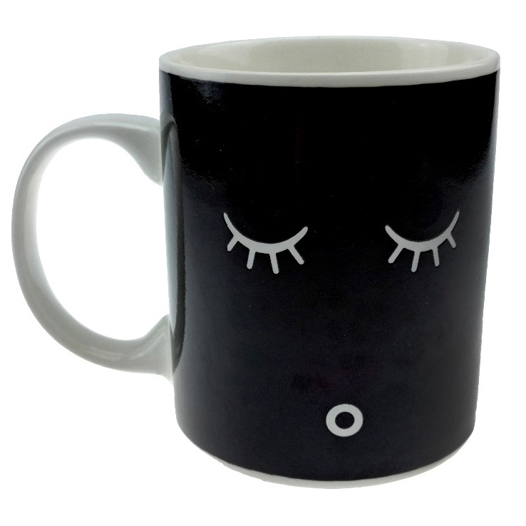 Magic Mug Cangkir Sensitif Suhu Motif Smile Face Black 