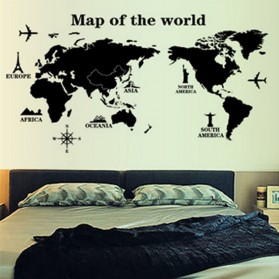 COCOPLAY Sticker Wallpaper Dinding World Map Living Room Decoration - Y1803