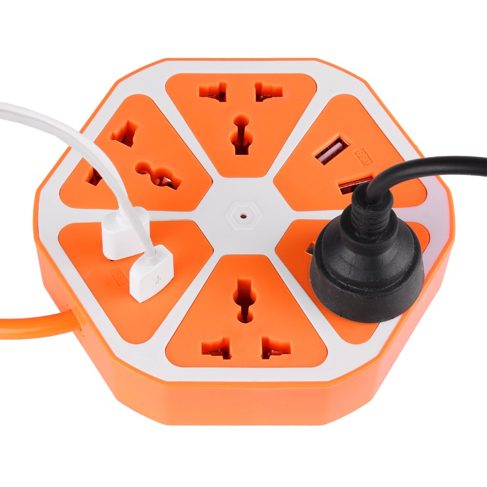 Universal Lemon 4 Soket Listrik & 4 USB Ports - Orange 