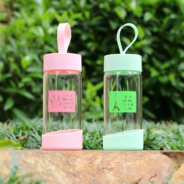 Botol Minum Kaca 280ml FQ B633 Pink JakartaNotebook com Botol Minum Kaca 280ml FQ B633 Pink JakartaNotebook com