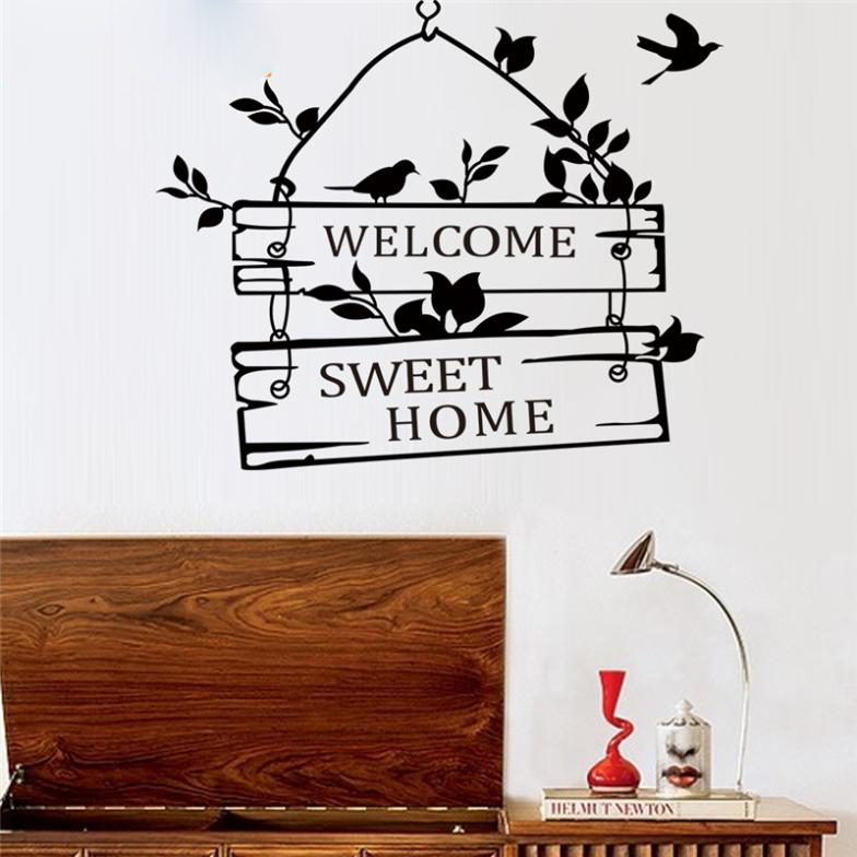 Sticker Wallpaper  Dinding  Welcome Sweet Home Black 