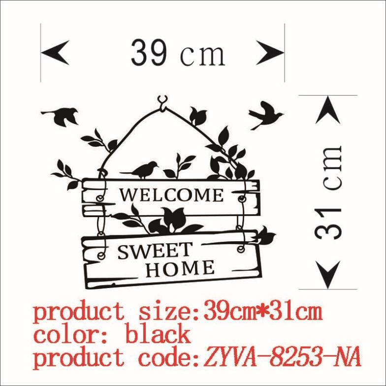 Sticker Wallpaper Dinding Welcome Sweet Home - Black 