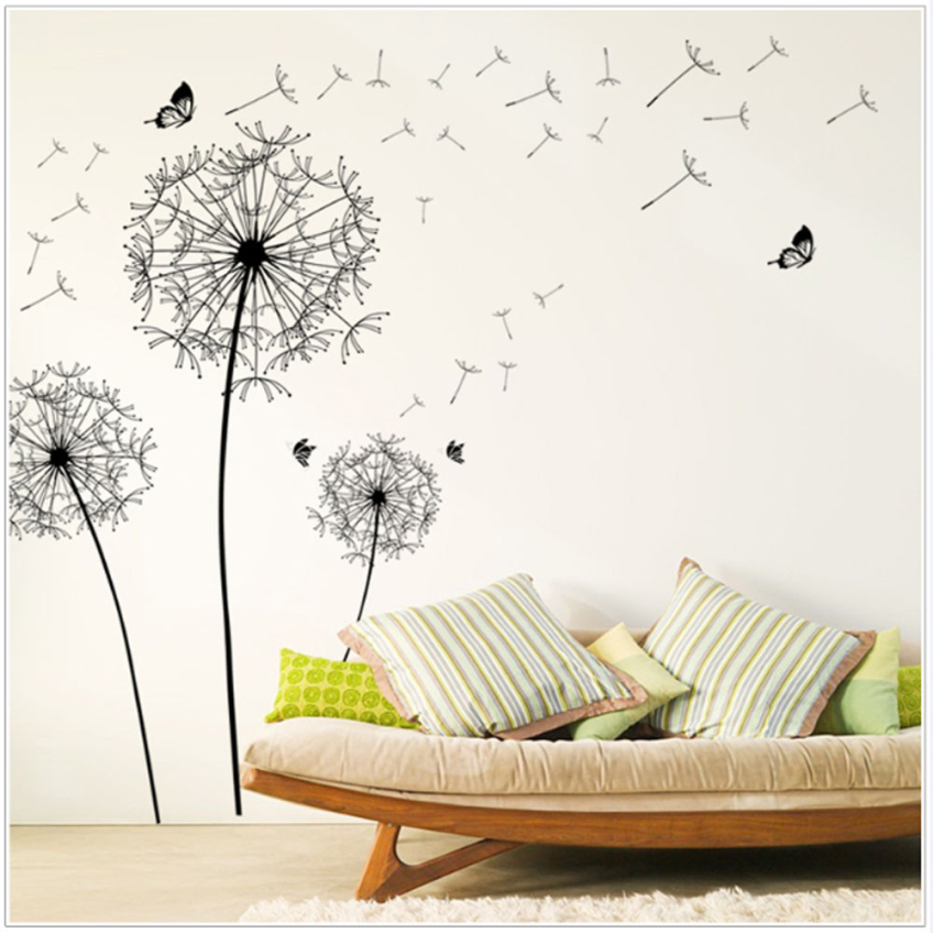  Sticker  Wallpaper  Dinding  Black Dandelion Black 