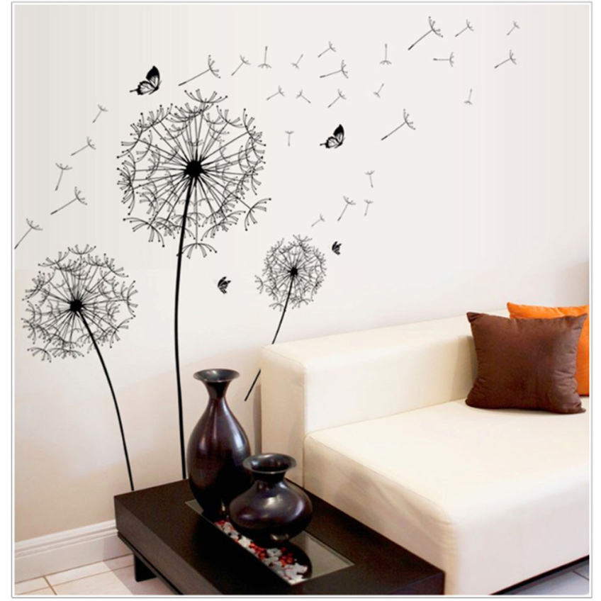  Sticker  Wallpaper Dinding  Black Dandelion AY834 Black 