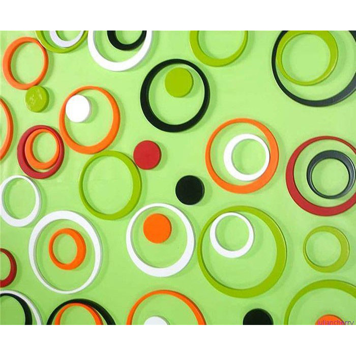 Sticker 3D  Wallpaper  Dinding  Circle Ring 5PCS Red 