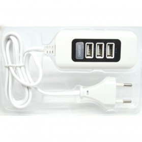 Powstro USB Charger Hub 3 Port 5V 2.1A EU plug - C1 - White/Black - 1
