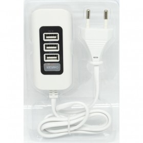 Powstro USB Charger Hub 3 Port 5V 2.1A EU plug - C1 - White/Black - 4