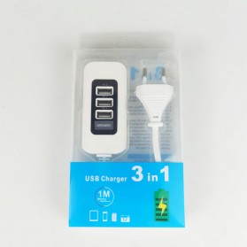 Powstro USB Charger Hub 3 Port 5V 2.1A EU plug - C1 - White/Black - 6